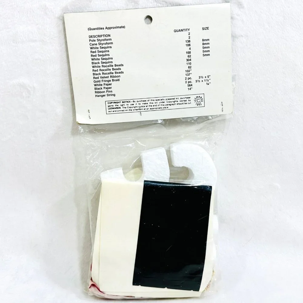 LeeWards SNOWMAN CANDY CANE Sequin/Bead Ornament Vtg. Kit - Rare/NOS - Japan - Picture 5 of 5